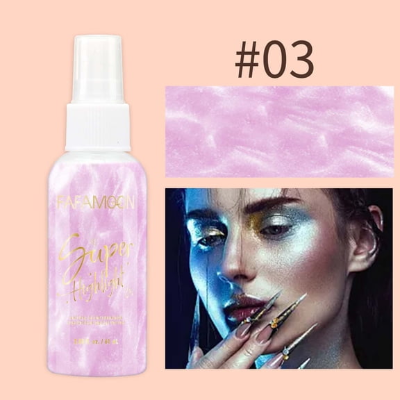 Body Highlight Spray,Body Glitter Spray, Moisturizing Bronze Body Shimmer Luminizer Glow Illuminator Quick-Drying and Non-Sticky Glitter Spray Liquid Highlighter Spray(Purple)