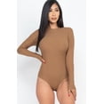 thumbnail image 1 of Body-Hugging Ribbed Mock Neck Long Sleeve Bodysuit, 1 of 11