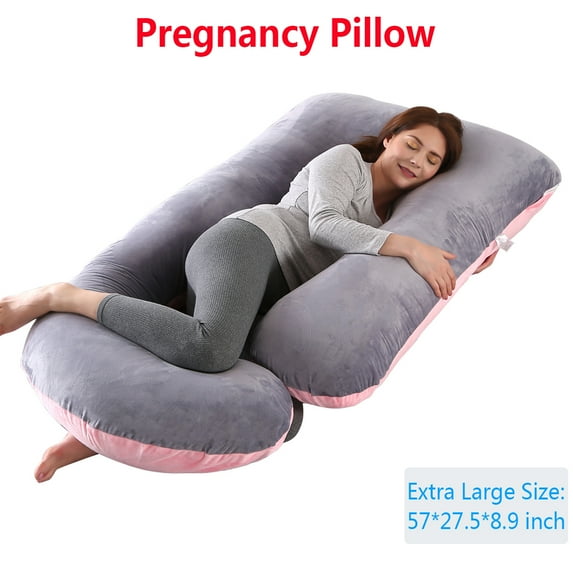 Body J-Shaped Pregnancy Pillows, Pure Cotton Maternity Pillow, Full Body Pregnant Women Pillow, Extra Comfort Oversize-57x 27.5x7.9 inches