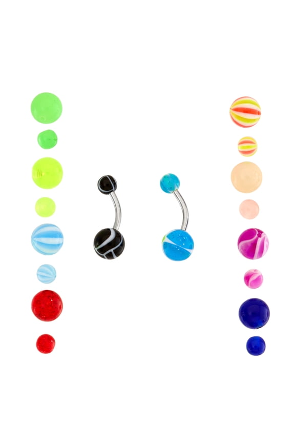 14 Gauge 2-Piece Belly Banana and 16 Loose-Bead Extreme Value Set, assorted colors