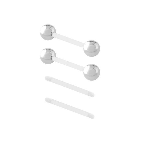 Body Jewelry 14 Gauge Barbell Pins with Bioflex material, Glow-in-the-dark