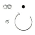 Body Jewelry 22G Multi Shape Steel & Crystal Nose Ring, 4 Pack