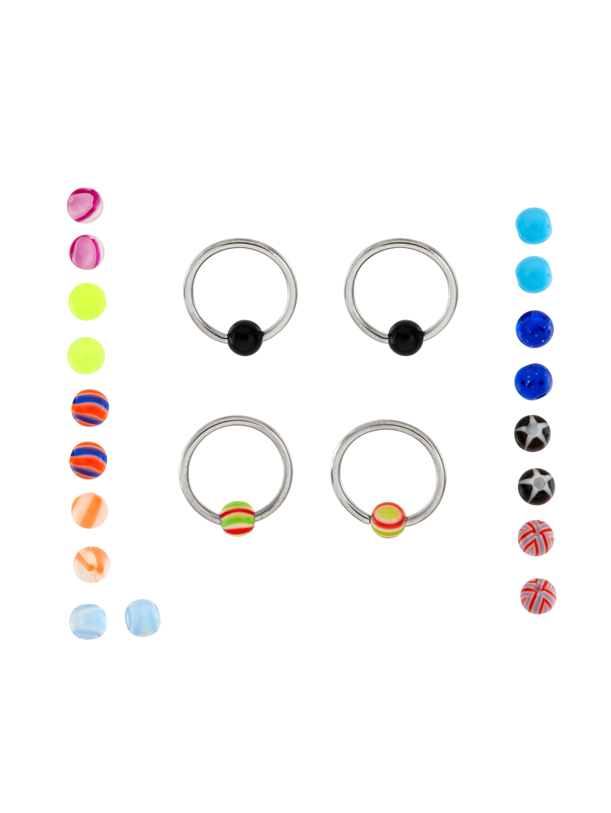 Body Jewelry 316L Steel and Surgical Grade 2 Captives and 22 Beads