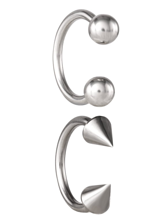 Adult Women's 14G Stainless Steel Horseshoe Value Pack 4 Horseshoes, 2 Ball Beads, 2 Cone Beads