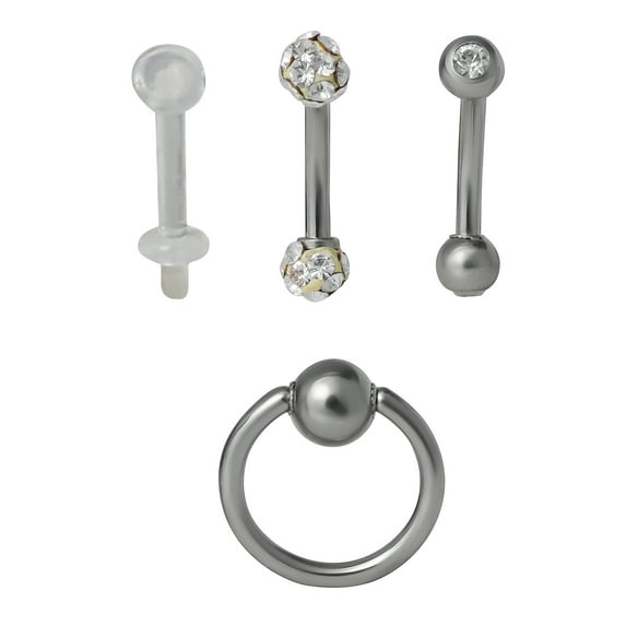 Body Jewelry- Adult Women's 18 Gauge Assorted Stainless Steel Horseshoe Cartilage Nose Piercings