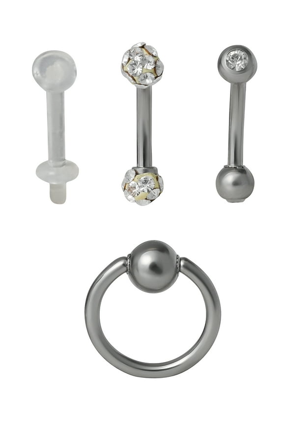 - Adult Women's 18 Gauge Assorted Stainless Steel Horseshoe Cartilage Nose Piercings