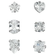 Body Jewelry 22G Womens Stainless Steel Crystal Nose Rings, 6 Pack
