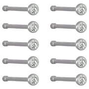 Sterling Silver 22G Cubic Zirconia Nose Ring Set for Women, 9-Pack
