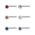 thumbnail image 1 of 22G L-Shaped Surgical Steel Crystal Nose Stud Set, 6 Pack, 1 of 5
