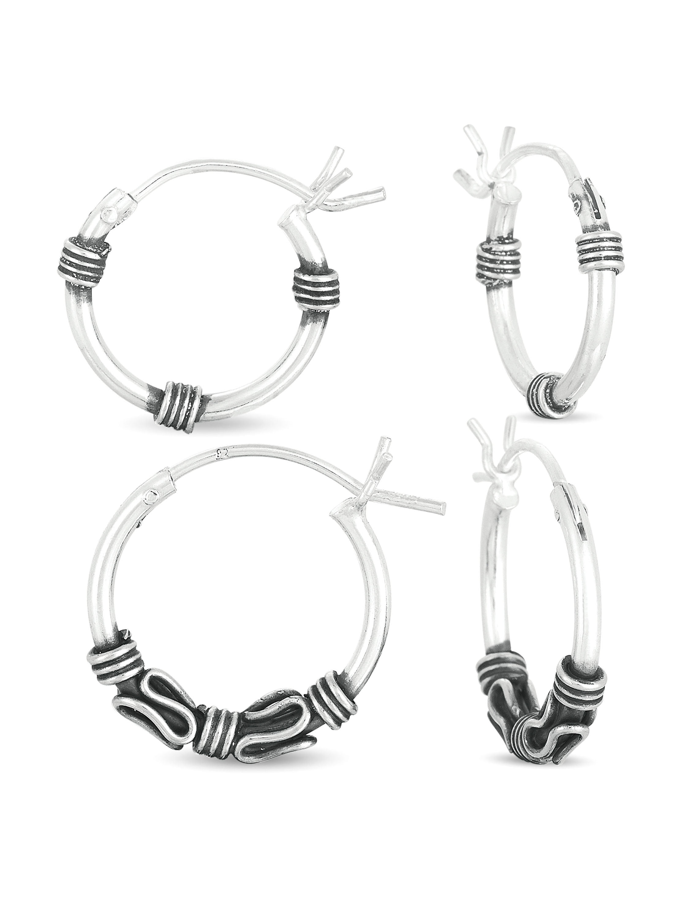 Body Jewelry Sterling Silver Bali Hoop Earrings Set Walmart