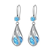 COOPSERBIL Body Jewelry for Women Fashion Earrings Stainless Steel Round Earrings Women Creative Earrings Diamond Dangling Earrings for Women Earrings for Women Blue