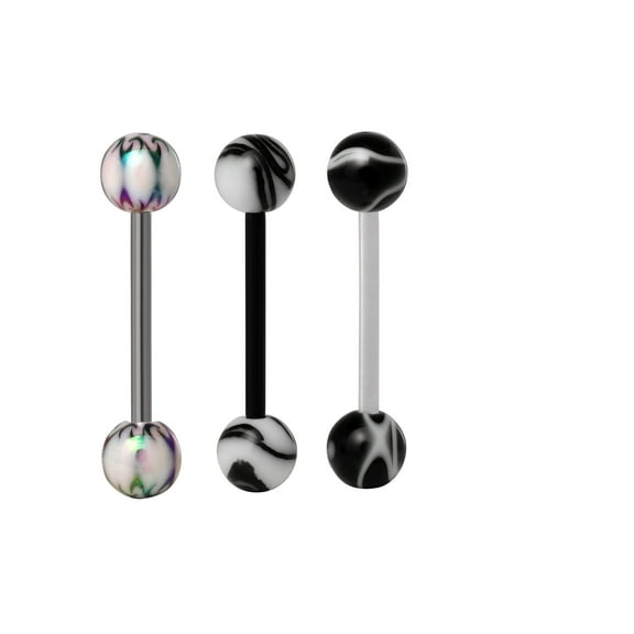 Body Jewelry Women's 14 Gauge Stainless Steel/Plastic Assorted, Tongue Ring Set