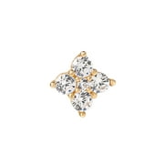 Body Jewelry - Womens 14kt Gold 22G Cubic Zirconia Flower Nose Stud