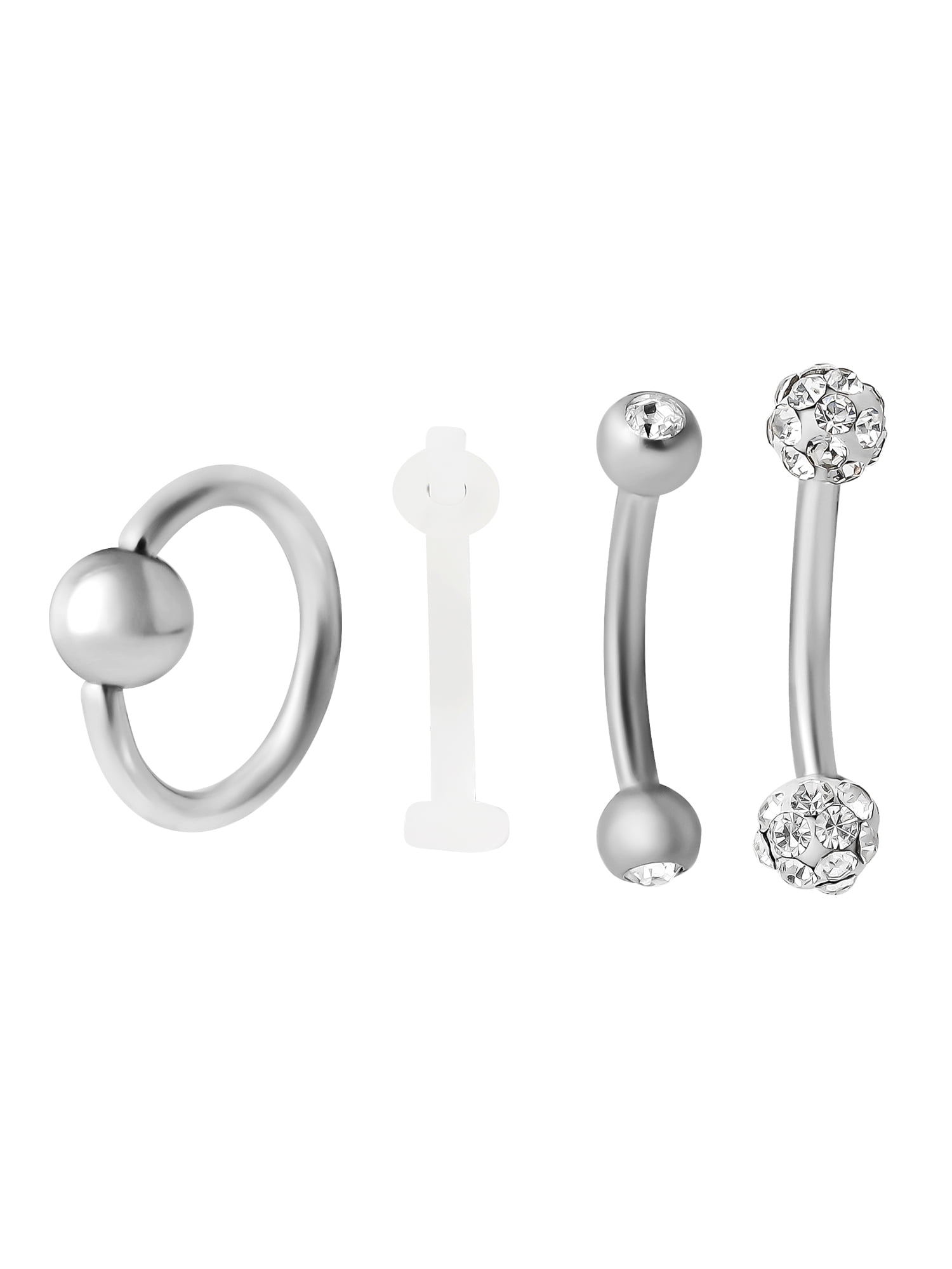 Body Jewelry Women's 16G Assorted Eyebrow Jewelry 4-Pack
