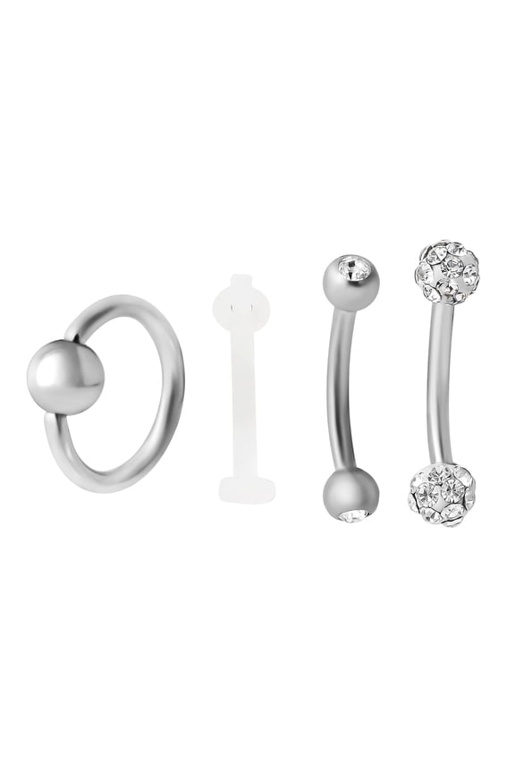 Women's 16G Assorted Eyebrow Jewelry 4-Pack