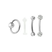 Body Jewelry Women's 16G Assorted Eyebrow Jewelry 4-Pack