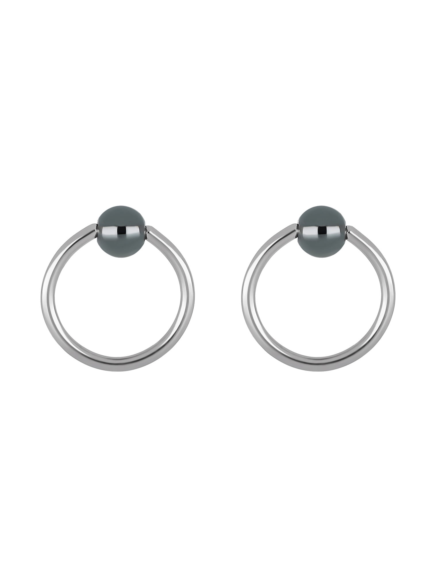 Body Jewelry-Women's 16G Stainless Steel Captive Bead Hoop Pair