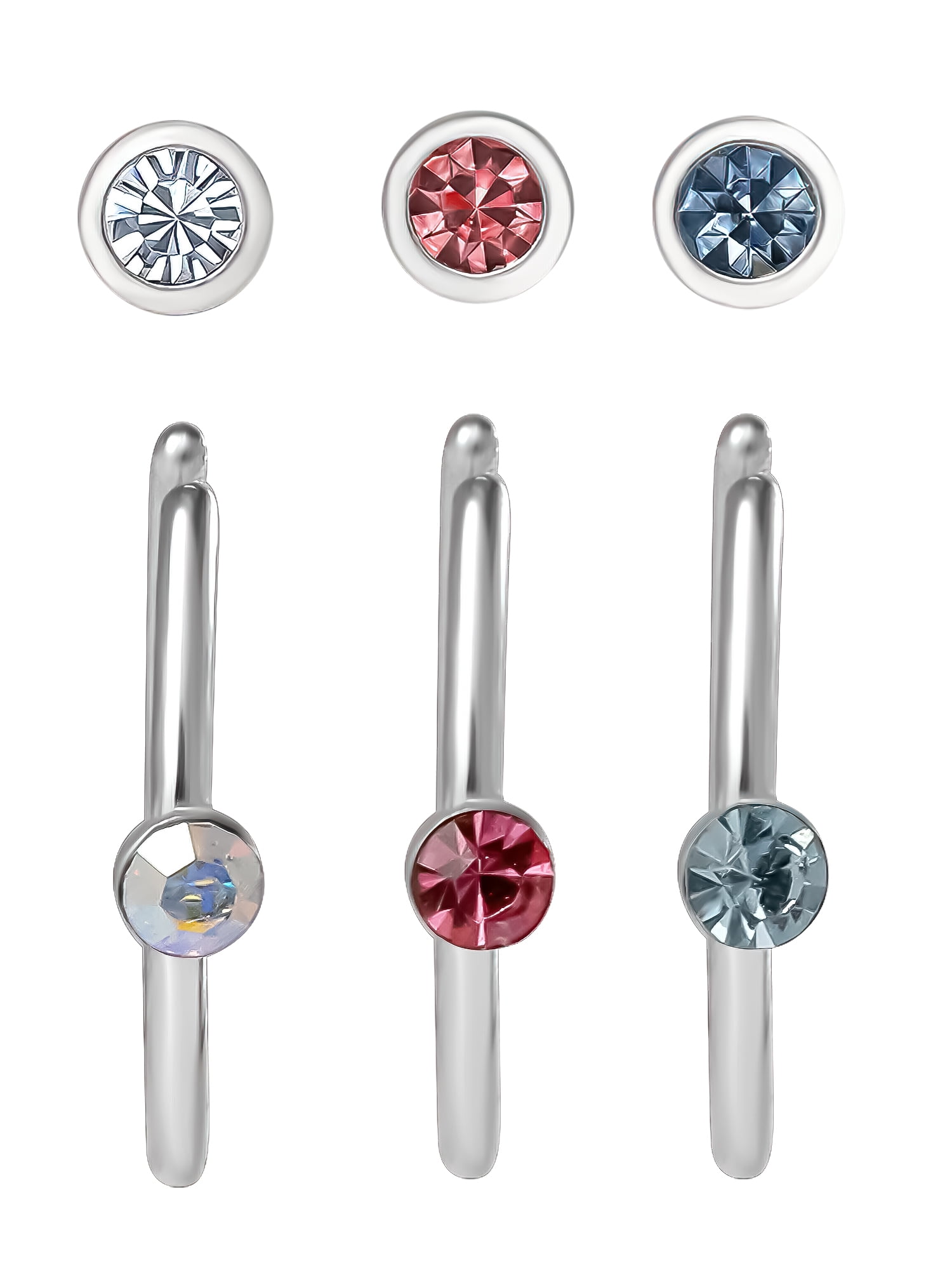 Nudeボディウェーブ7Y-QTZ-Ring Body Jewelry Women's 16G Surgical Steel Crystal Nose Studs