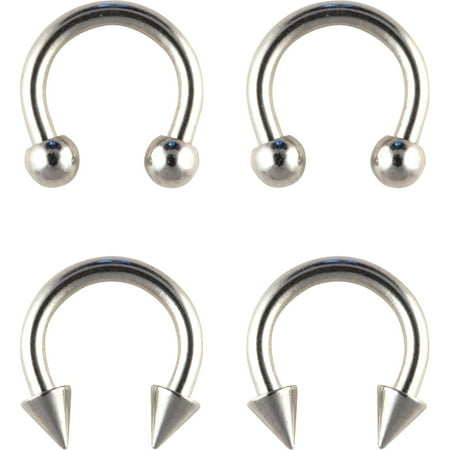 Women's 16G Stainless Steel Horseshoe Nose Rings Value Pack
