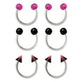 thumbnail image 1 of Body Jewelry Women's 18 Gauge Multi-Color Stainless-Steel Horseshoe Cartilage, 6 Pack, 1 of 5