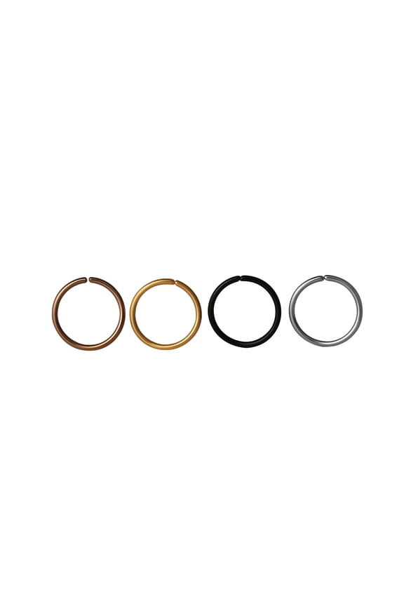 Women's 20G Stainless Steel Nose Hoop Set, 4 Pack