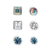 Body Jewelry Womens 22G Pastel Multicolor Crystal Stud Nose Rings, 6 Pack