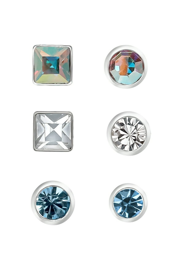 Women's 22G Pastel Multicolor Crystal Stud Nose Rings, 6 Pack