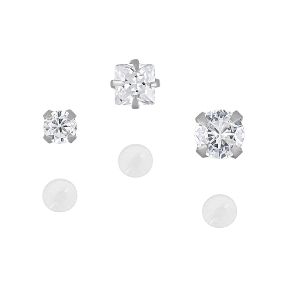 Women's 22G Sterling Silver Multicolor Crystal Nose Studs, 6 Pack