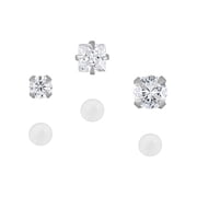 Womens 22G Sterling Silver Multicolor Crystal Nose Studs, 6 Pack