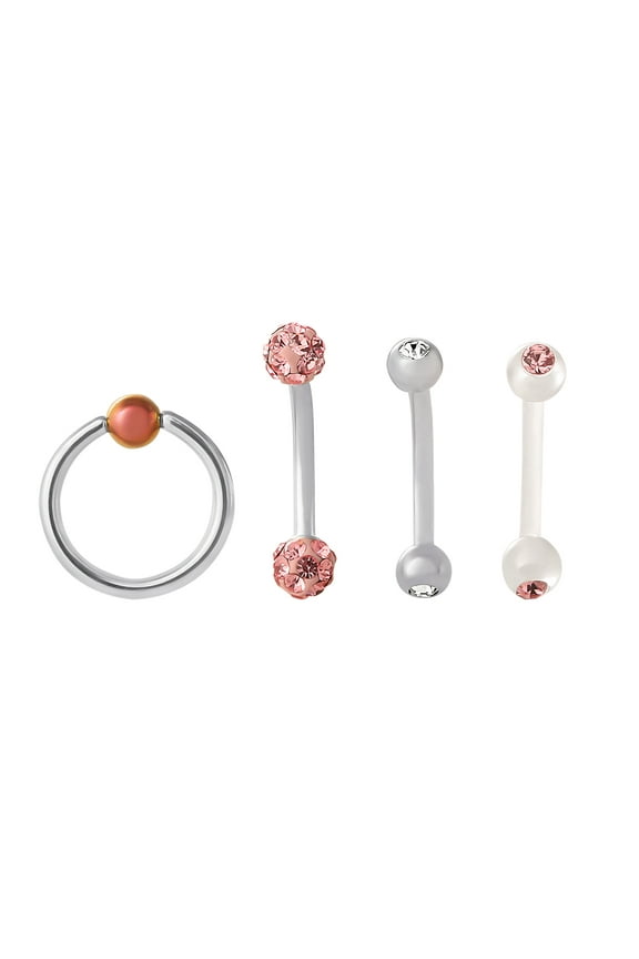 Women's Adult 16 Gauge Stainless Steel Eyebrow 4 Pack