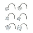thumbnail image 1 of Body Jewelry Women's Adult 22G Stainless-Steel Multi Shape Crystal Nose Ring, 6 Pack, 1 of 3
