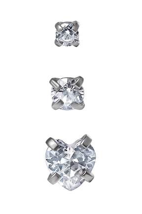 Women's Adult Stainless Steel 16G Multi Shape Crystal Labret & Monroe,3 Pack