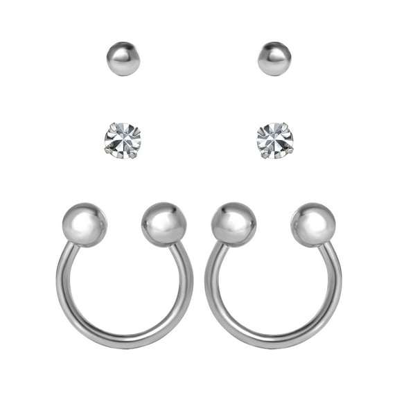 Body Jewelry Women's 16G Sterling Silver Snake Bite & Monroe Labret Piercing Set, 6-Pack