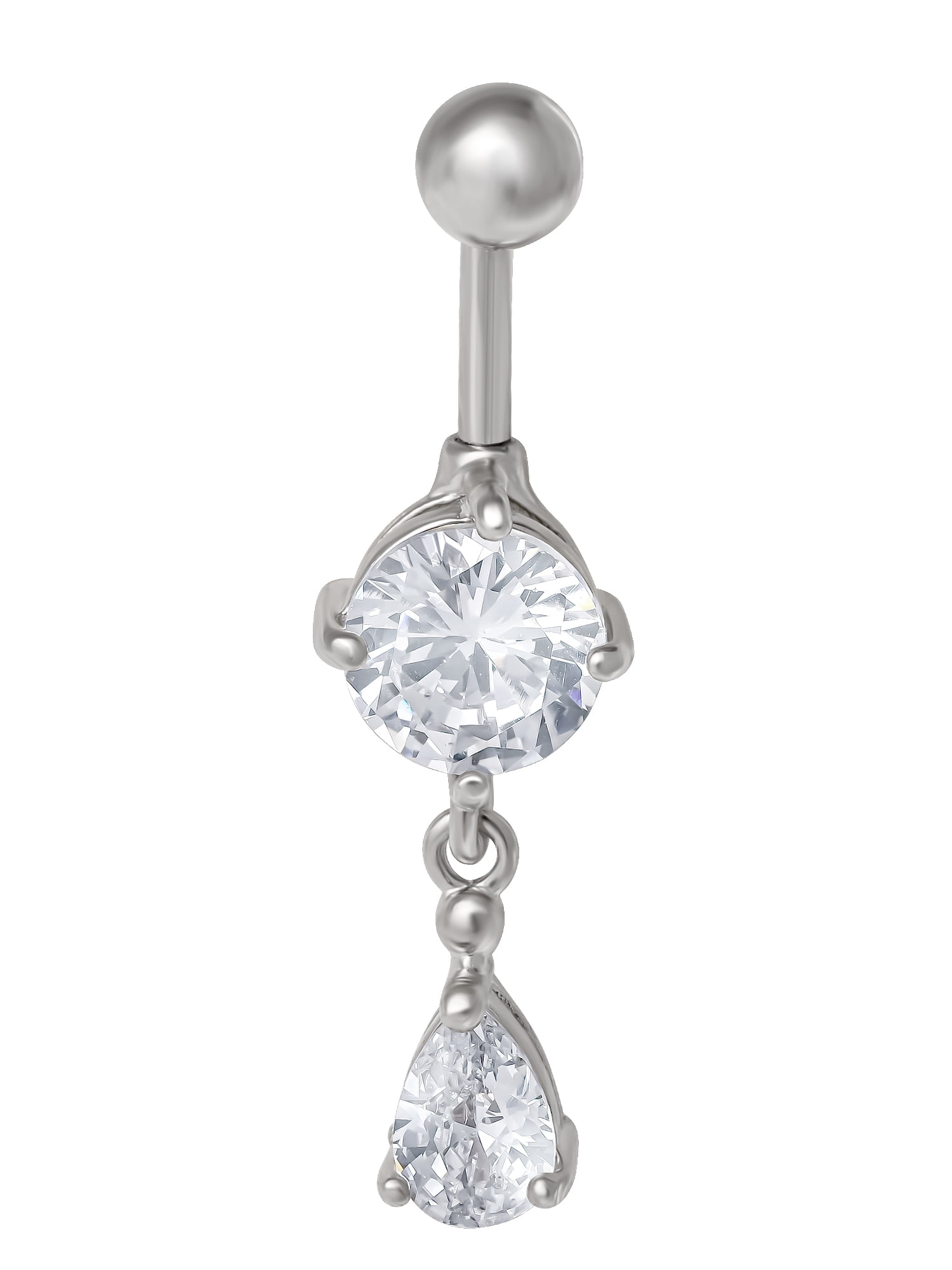 Stainless Steel 14G Crystal Dangle Belly Ring for Women