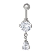 Stainless Steel 14G Crystal Dangle Belly Ring for Women