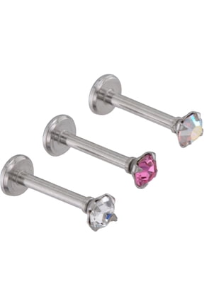 Women's Internally Threaded Prong Set Crystal Monroe Body Jewelry in Stainless Steel