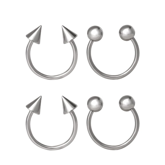 Body Jewelry Women's 14G Stainless Steel Horseshoe Nose Rings 4-Pack