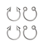 Body Jewelry Womens 14G Stainless Steel Horseshoe Nose Rings 4-Pack
