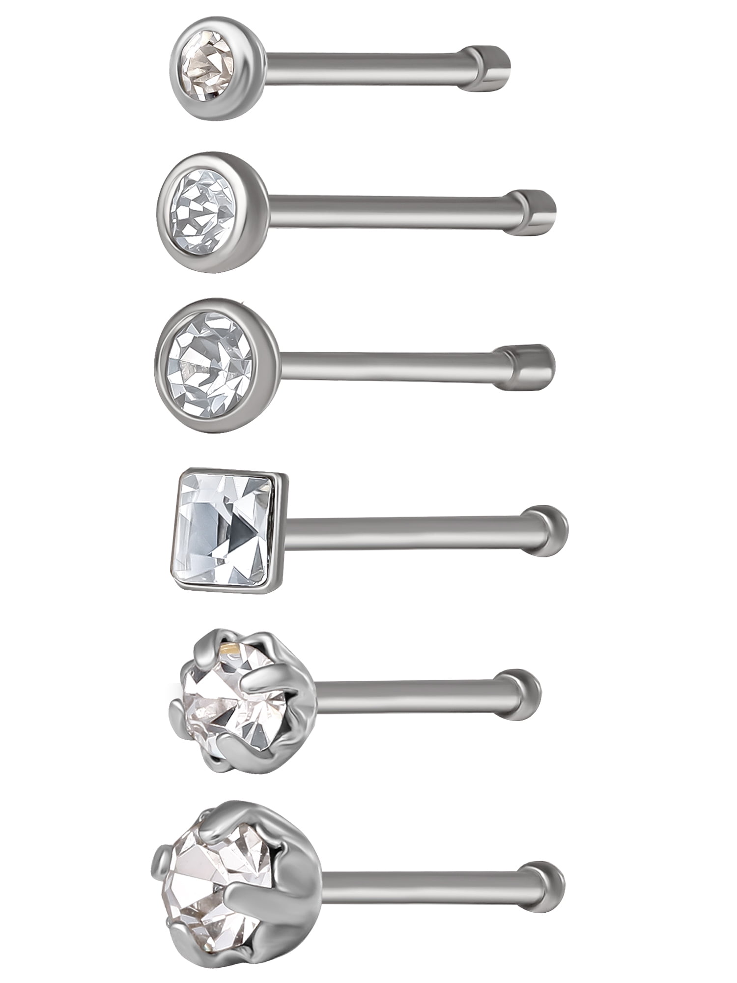 Body Jewelry Women's Stainless Steel 22G Crystal Stud Nose Rings