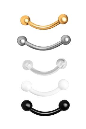 Women's Stainless Steel Multicolor Eyebrow Rings, 16G, 5-Pack