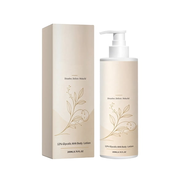 Body Lotion, Glycolic Exfoliating Moisturizer for Dry and Rough-Feeling Skin, Lightweight Pump Bottle for Daily Care, 6.76 fl oz