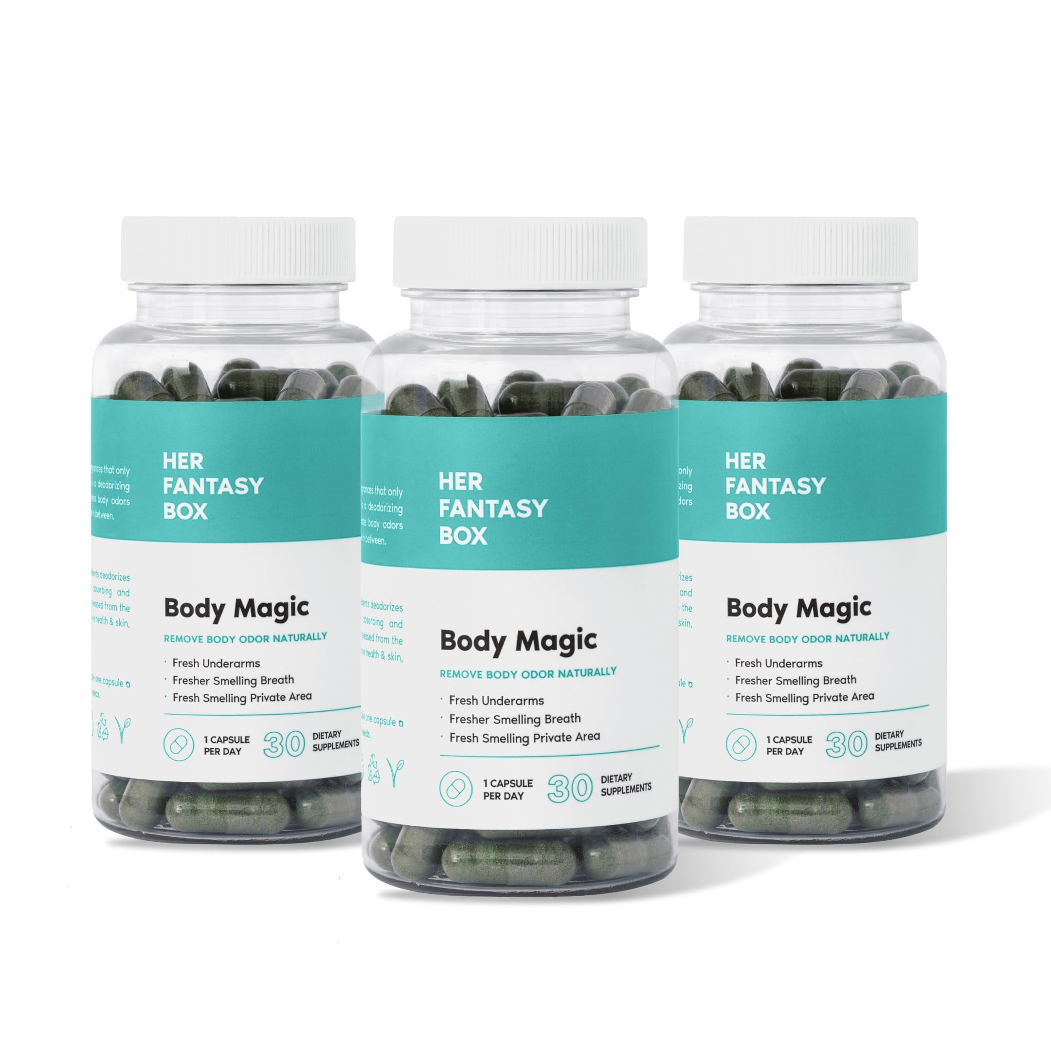 Body Magic Chlorophyll Capsules - 30 Vegan Capsules for Detox, Digestion, Gut Health, Skin Support, and Oily Skin - Natural Energy Booster - 3 Pack