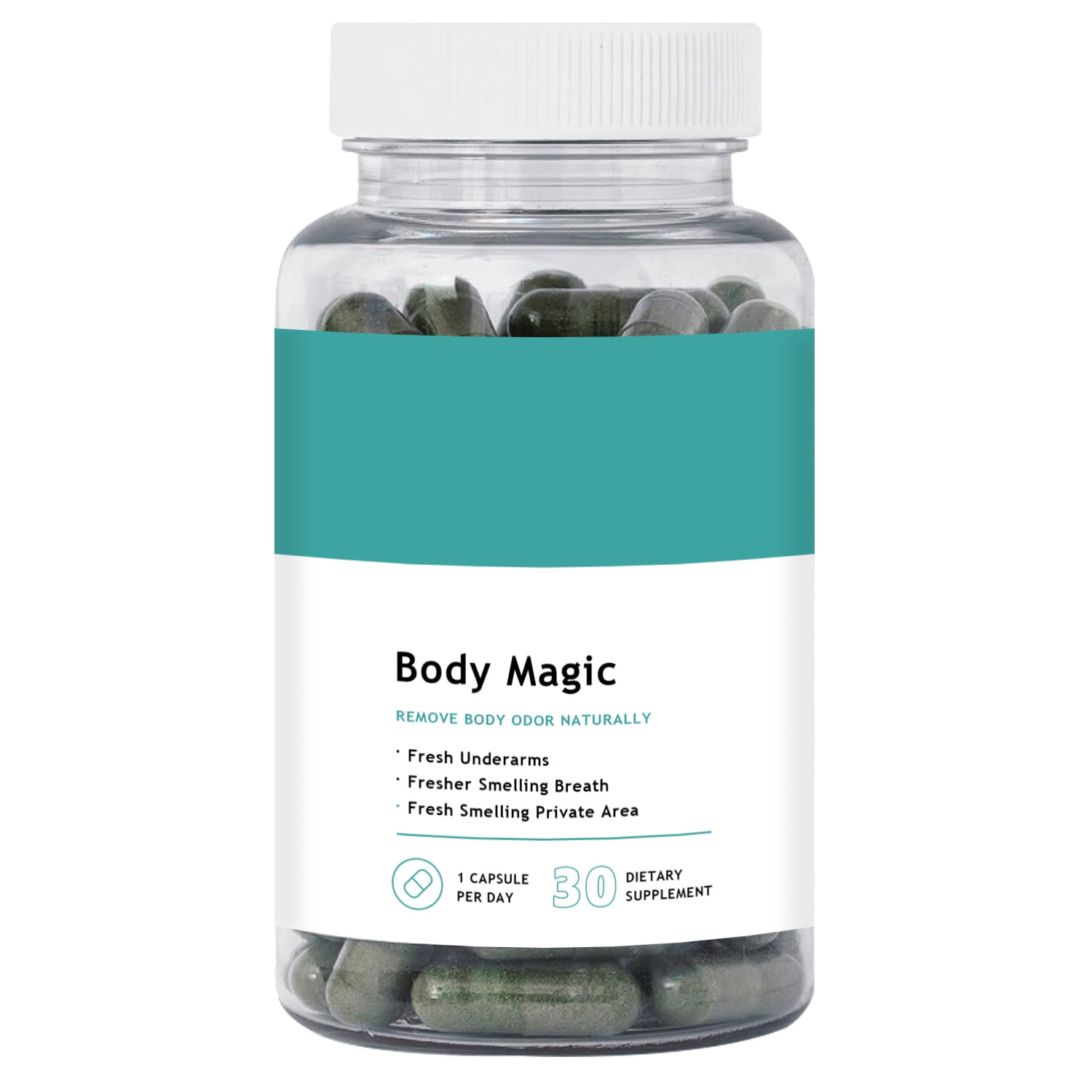 Body Magic Chlorophyll Capsules - 30 Vegan Capsules for Detox, Digestion, Gut Health, Skin Support, and Oily Skin - Natural Energy Booster