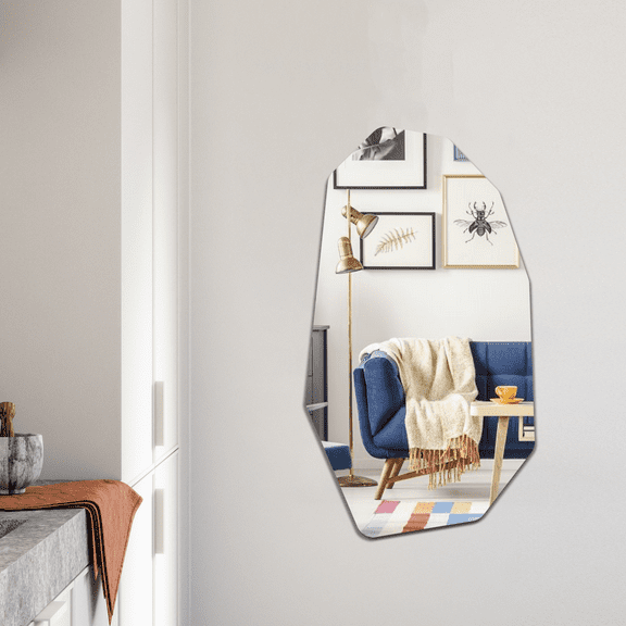 Body Mirror Wall Decor, Modern Decorative Mirror Hanging, Asymmetrical Wall Mirror for Living Room Bathroom Entryway - 31.5'' x 17.7''