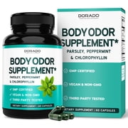 Body Odor Supplement 60 Count Chlorophyll Capsules for Women & Men - Body Deodorizing Supplement for Skin Health and Digestion Support - Vegan Chlorophyll Pills - Third Party Tested - USA MADE