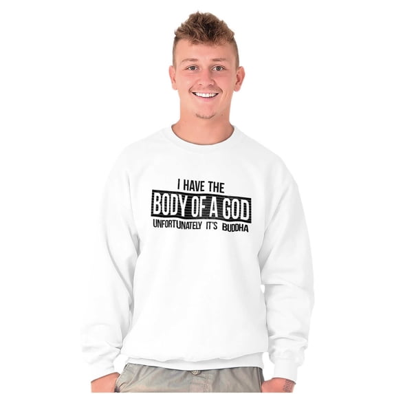 Body Of God Buddha Exercise Fitness Men's Big & Tall Crewneck Sweatshirt Brisco Brands 3X