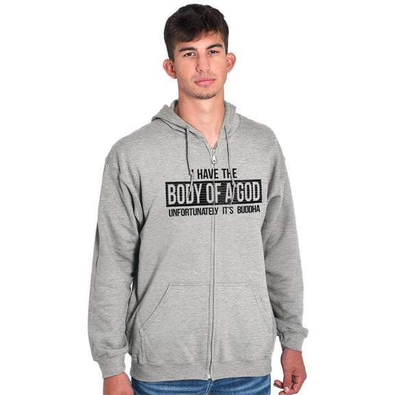 Body Of God Buddha Exercise Fitness Zip Hoodie Sweatshirt Men Brisco Brands S