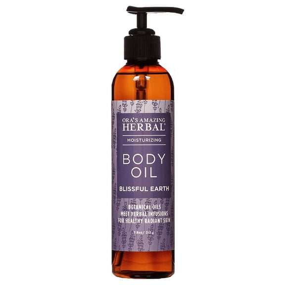 Ora’s Amazing Herbal Blissful Earth Lavender Bath Oil, Moisturizing Body Oil for Women with Organic Jojoba Calendula Thyme Vetiver for Relaxation & Dry Skin, 7.5 oz