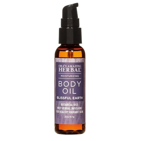 Ora's Amazing Herbal Moisturizing Lavender Body Oil for Women and Men, Nourishing Oil for Dry Skin, Relaxation, Massage Oil, Blissful Earth Scent, 2 oz, Travel Size with Pump