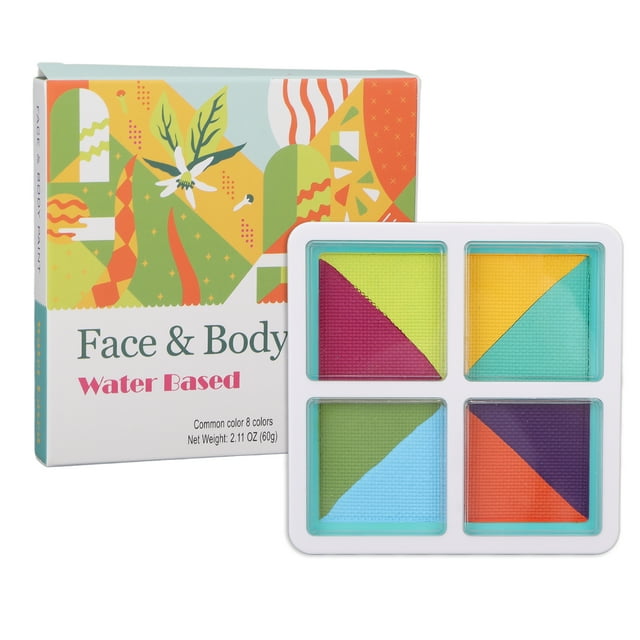 Body Paint Palette Water Based Toxic Free 8 Colors Matte Texture Face